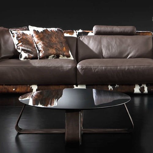 Table basse contemporaine - T06 - Gamma Arredamenti International - en acier inoxydable / en cuir / ronde