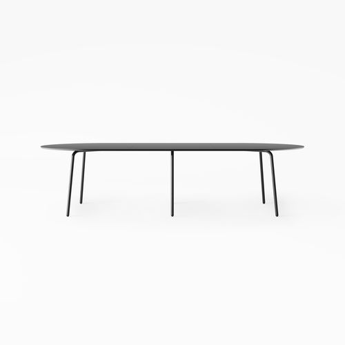 Table contemporaine - NEST  - + HALLE - en stratifié / avec piètement en acier thermolaqué / ronde