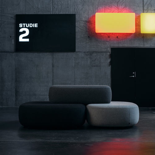 Canapé modulable - Ø - + HALLE - contemporain / en tissu / en cuir