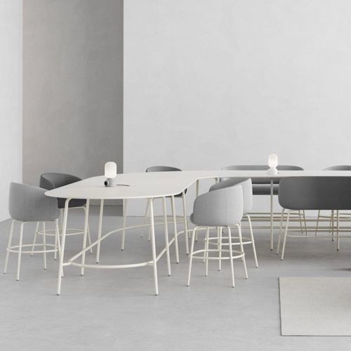 Table mange-debout contemporaine - NEST SYSTEM - + HALLE - en stratifié / avec piètement en acier thermolaqué / ovale