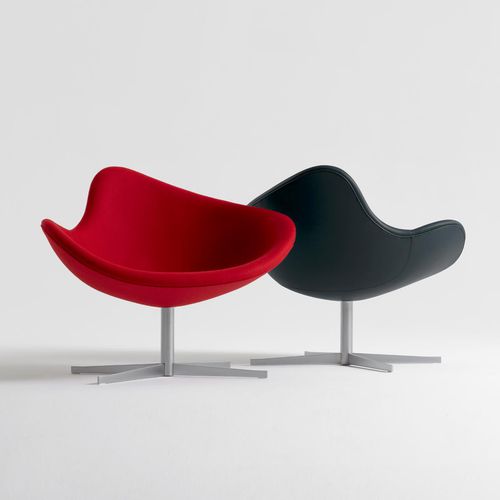Fauteuil visiteur contemporain - K2 - + HALLE - en cuir / en tissu / en acier inoxydable
