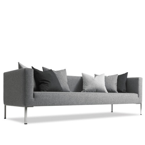 Canapé contemporain - GLOBE TWO - + HALLE - en tissu / gris / en acier inoxydable