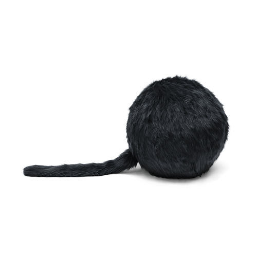 Pouf contemporain - RON RON - Gufram - en fourrure écologique / noir