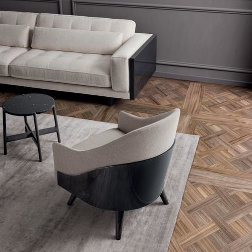 Fauteuil contemporain - SHELL - Haute Couture by Costantini Pietro - en tissu / avec repose-pieds / gris