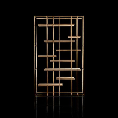 Bibliothèque contemporaine - CAGE-B - Henge - en bois massif / en acier / en laiton