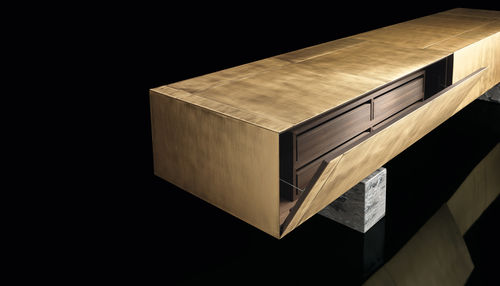 Buffet contemporain - SLIM SIDE - Henge - en laiton / en pierre / en eucalyptus