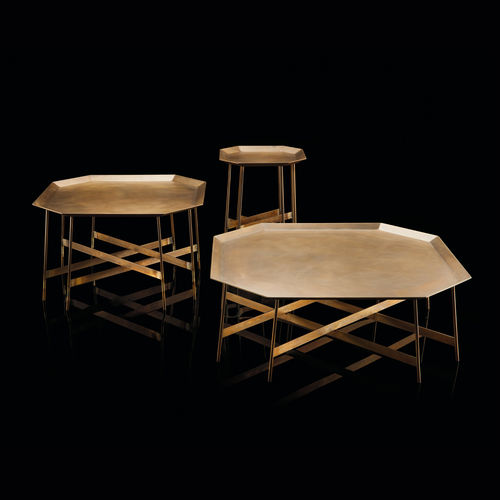 Table basse contemporaine - Henge - en laiton / en acier / octogonale