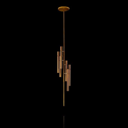 Lustre contemporain - TUBULAR - Henge - en laiton / à LED