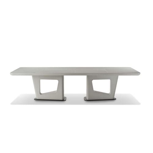 Table de réunion contemporaine - AVATAR - i4 MARIANI - en placage de bois / en cuir / avec piètement en bois