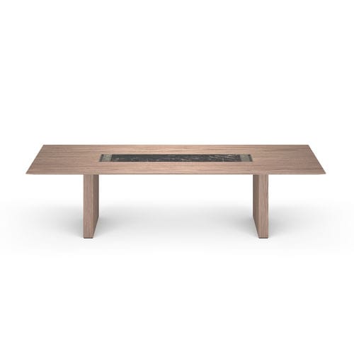 Table de réunion contemporaine - CARTESIANO - i4 MARIANI - en placage de bois / en cuir / en marbre