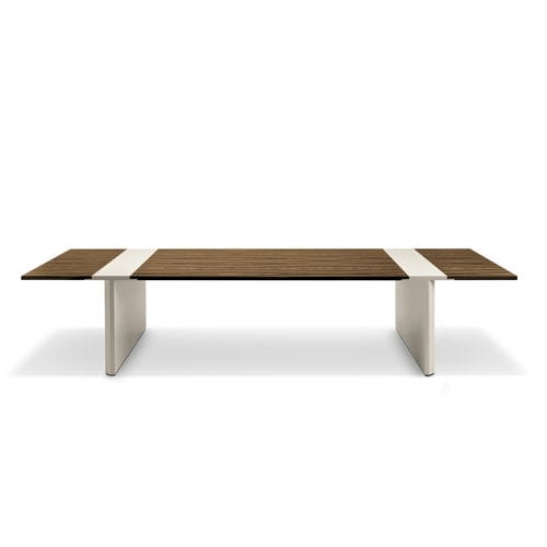 Table de réunion contemporaine - CROSSING - i4 MARIANI - en placage de bois / en cuir / avec piètement en bois