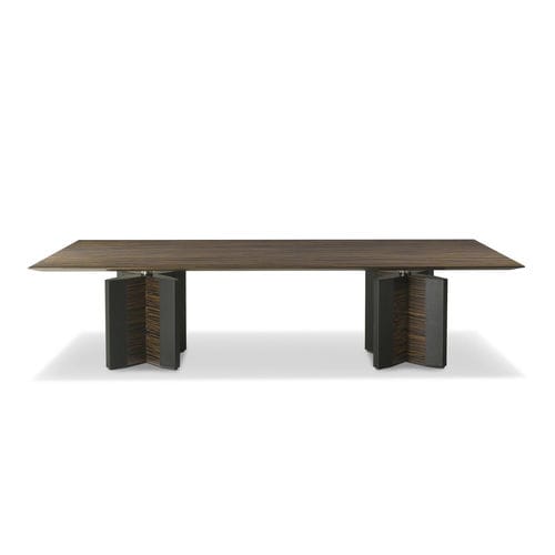 Table de réunion contemporaine - DE SYMETRIA - i4 MARIANI - en placage de bois / en verre / en cuir