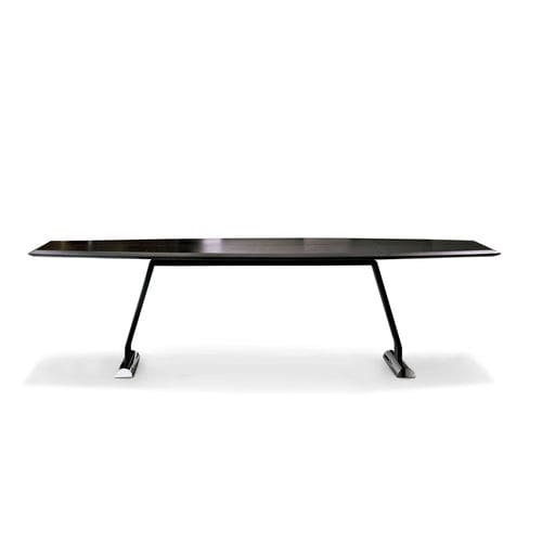 Table de réunion contemporaine - DOLMEN - i4 MARIANI - en placage de bois / en verre / en cuir