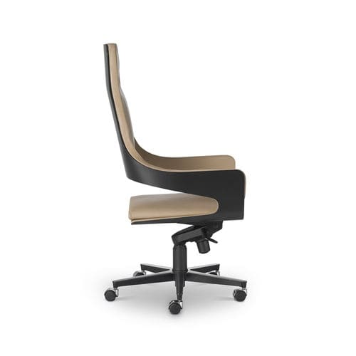 Fauteuil de bureau contemporain - SILHOUETTE - i4 MARIANI - en cuir / en contreplaqué / en bois courbé