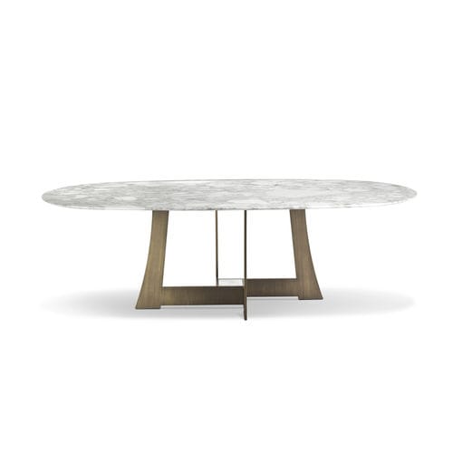 Table à manger contemporaine - MOORE - i4 MARIANI - en placage de bois / en verre / en marbre