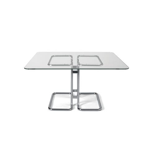Table design - TUCROMA - i4 MARIANI - en verre / avec piètement en acier peint / avec piètement en acier chromé