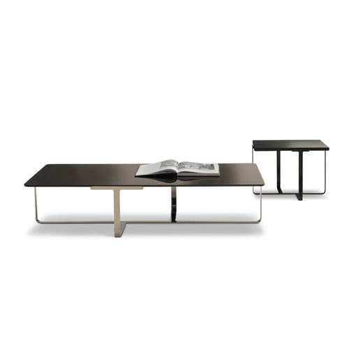 Table basse contemporaine - JOSHUA - i4 MARIANI - en verre / en cuir / en marbre