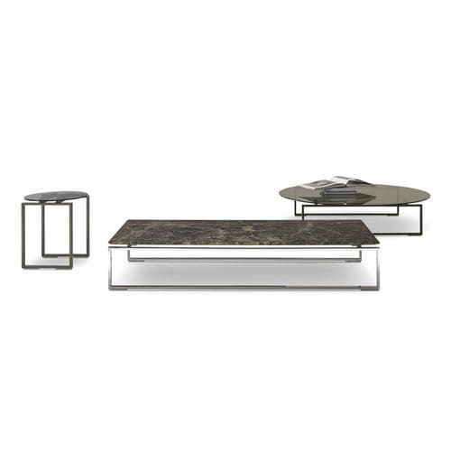 Table basse contemporaine - KUBICO - i4 MARIANI - en verre / en cuir / en marbre