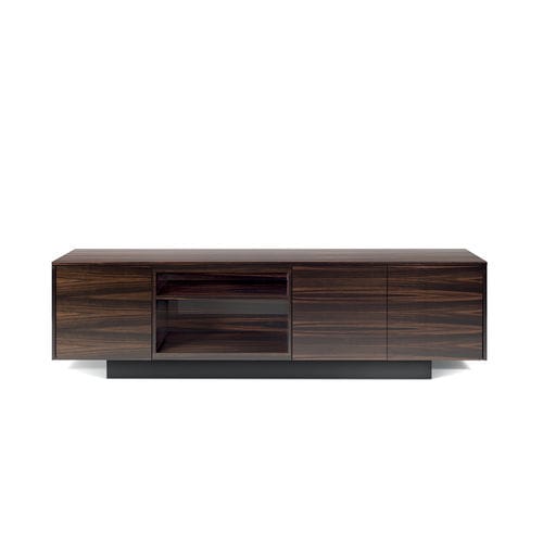 Buffet contemporain - CITY - i4 MARIANI - en placage de bois / en cuir / avec étagère
