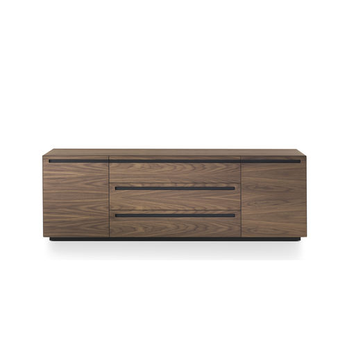 Buffet contemporain - CROSSING - i4 MARIANI - en placage de bois / en cuir / avec tiroirs