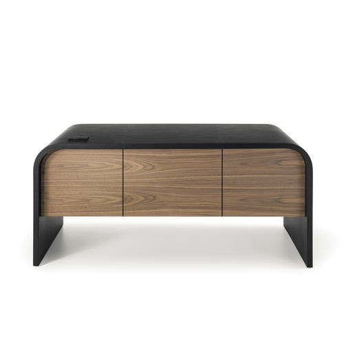 Bureau sur pied - NAMI - i4 MARIANI - contemporain / en placage de bois / en cuir