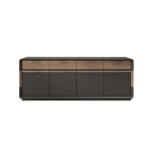 Buffet contemporain - HERMAN - i4 MARIANI - en placage de bois / en cuir / avec tiroirs