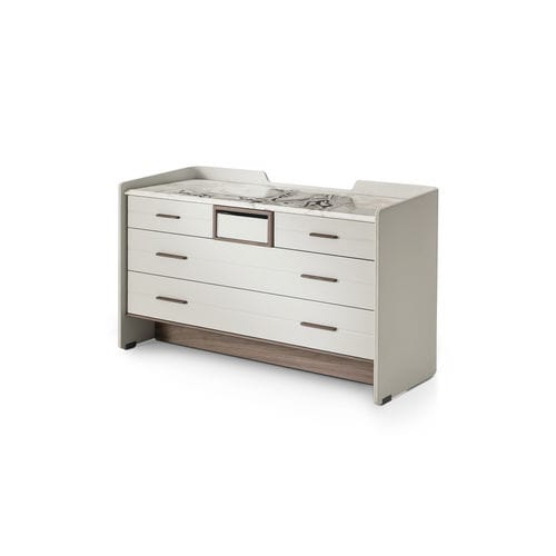 Commode contemporaine - JEAN MARIE - i4 MARIANI - en placage de bois / en cuir / en marbre