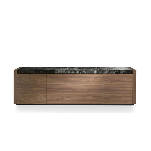 Buffet contemporain - MATERICA - i4 MARIANI - en placage de bois / en cuir / en marbre