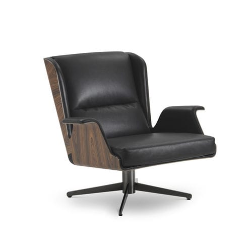 Fauteuil contemporain - GARBO - i4 MARIANI - en tissu / en cuir / en placage de bois