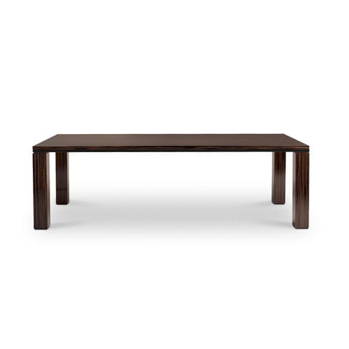 Table contemporaine - SERA - i4 MARIANI - en placage de bois / en cuir / avec piètement en bois massif