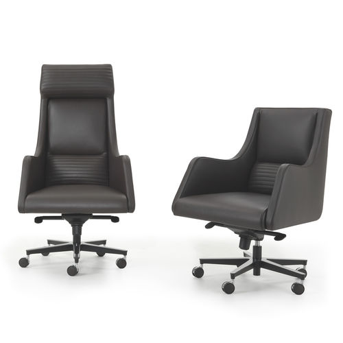 Fauteuil de bureau contemporain - IBIS - i4 MARIANI - en cuir / en bois courbé / en polyuréthane
