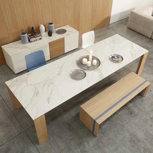 Table contemporaine - ICON - I.T.F. DESIGN SRL - en bois massif / en frêne / en céramique