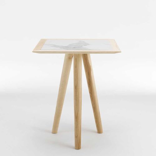 Table bistrot contemporaine - MELT 60 - I.T.F. DESIGN SRL - en frêne / en céramique / avec piètement en frêne