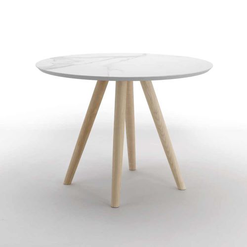 Table bistrot contemporaine - MELT 98 - I.T.F. DESIGN SRL - en céramique / avec piètement en frêne / ronde