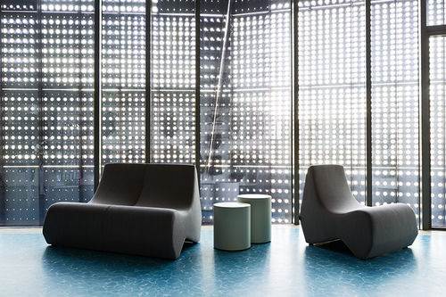 Chauffeuse contemporaine - STONES - La Cividina - en cuir / en tissu / en hêtre