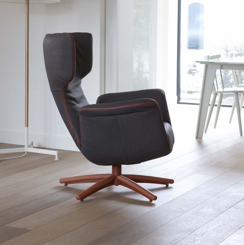 Fauteuil contemporain - FIRST CLASS - Label Produkties bv - en cuir / en tissu / avec repose-pieds