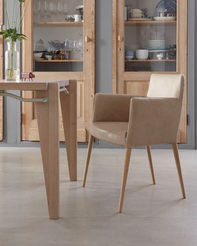 Fauteuil contemporain - TIBA - Label Produkties bv - en cuir / bridge / beige