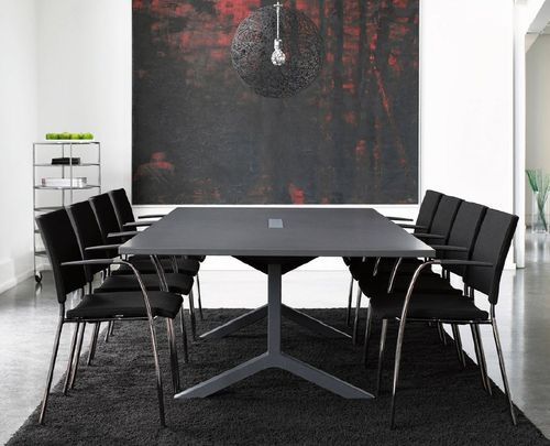Table de réunion contemporaine - FUNK - Lammhults Möbel AB - en frêne / en mélaminé / avec piètement en fonte d'aluminium