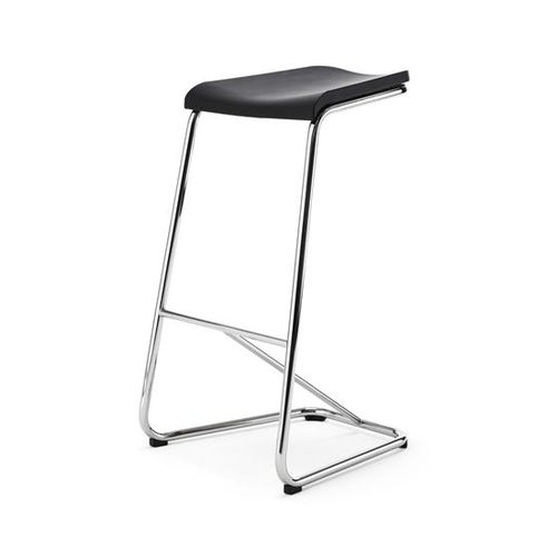 Tabouret de bar contemporain - ADD - Lammhults Möbel AB - en cuir / avec piètement en acier chromé / avec piètement en métal chromé
