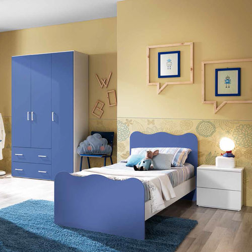 Chambre d'enfant blanche - ES05 - M.C.S. - bleue / en bois laqué / pour garçon