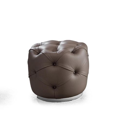 Pouf chesterfield - MPLACE - Malerba - en tissu / en cuir / rond
