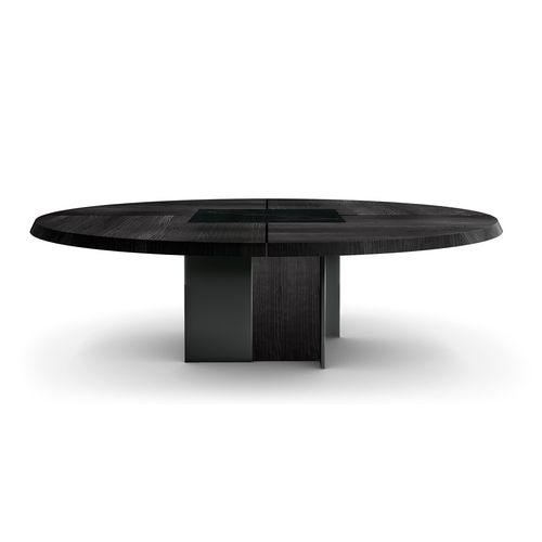 Table de réunion contemporaine - BLACK & MORE - Malerba - en placage de bois / en marbre / avec piètement en métal