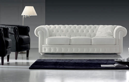Canapé chesterfield - MOZART 297 - Marinelli - en polyester / blanc / 3 places