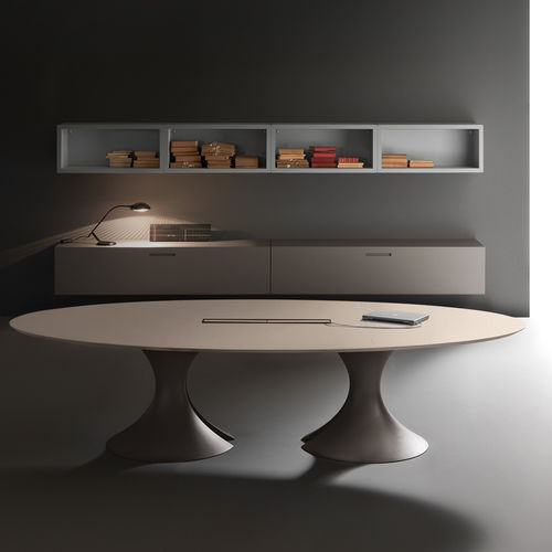 Table de réunion contemporaine - OLA - Martex - en bois / ronde / ovale