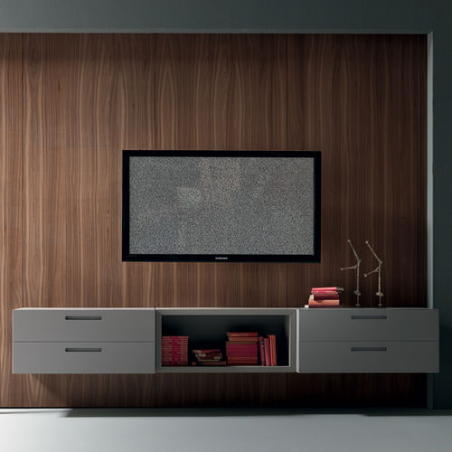 Ensemble TV mural contemporain - BOISERIE - Martex - en noyer / modulable / lowboard