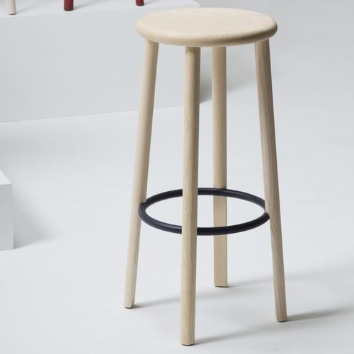 Tabouret de bar contemporain - SOLO  - Mattiazzi - en cuir / en chêne / en frêne