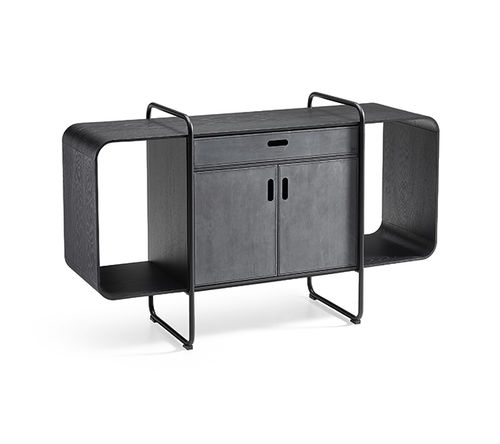 Buffet contemporain - APELLE - MIDJ - en bois / en métal laqué / en cuir