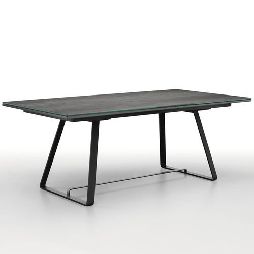 Table contemporaine - Alfred - MIDJ - en verre / en céramique / avec piètement en acier laqué