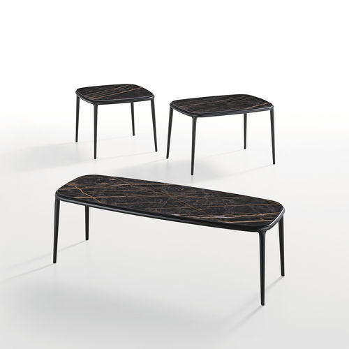 Table basse contemporaine - LEA CT-S - MIDJ - en placage de bois / en céramique / avec piètement en acier laqué