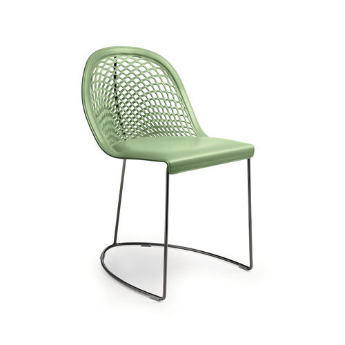 Chaise contemporaine - Guapa S M CU - MIDJ - d'intérieur / en cuir / avec piètement en acier laqué